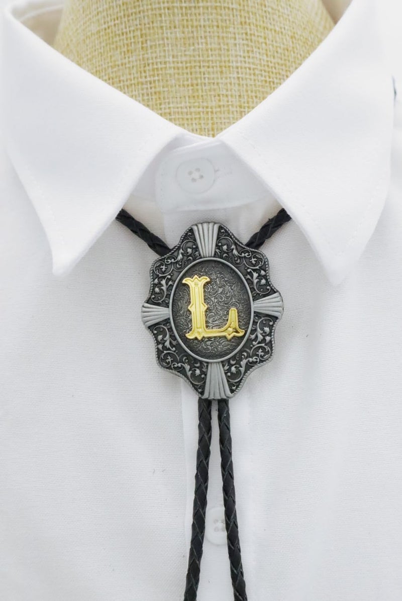 KECOL Western Letter Bolo Tie Cowboy Aalphabet A to Z Neckties Necklace for Men Women - Image 3